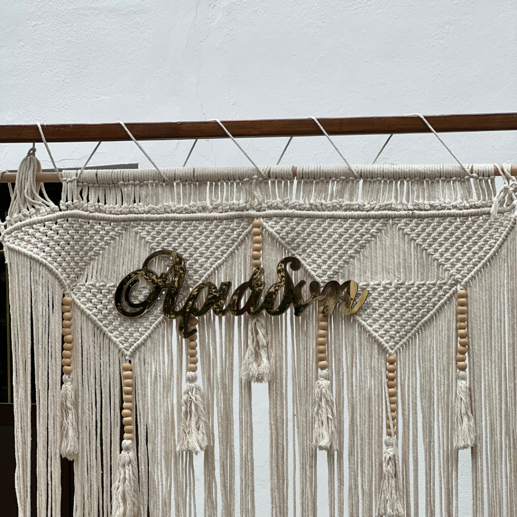 στολισμός βάπτισης με μακραμέ