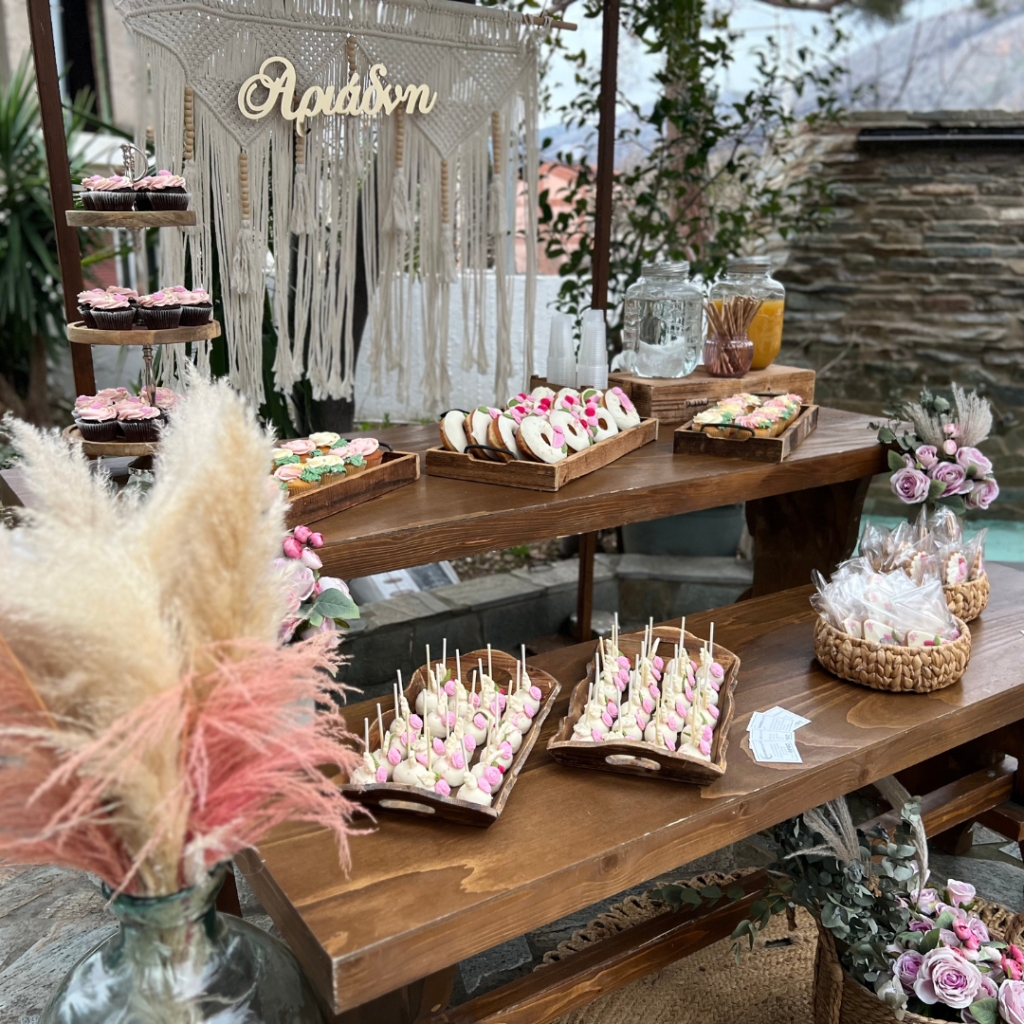 candy bar βάπτισης με boho στοιχεία