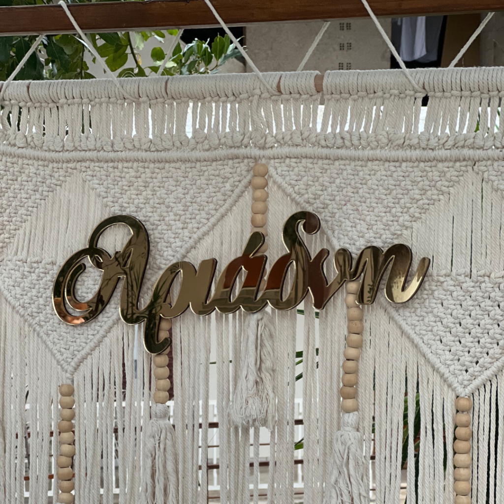 candy bar βάπτισης με μακραμέ