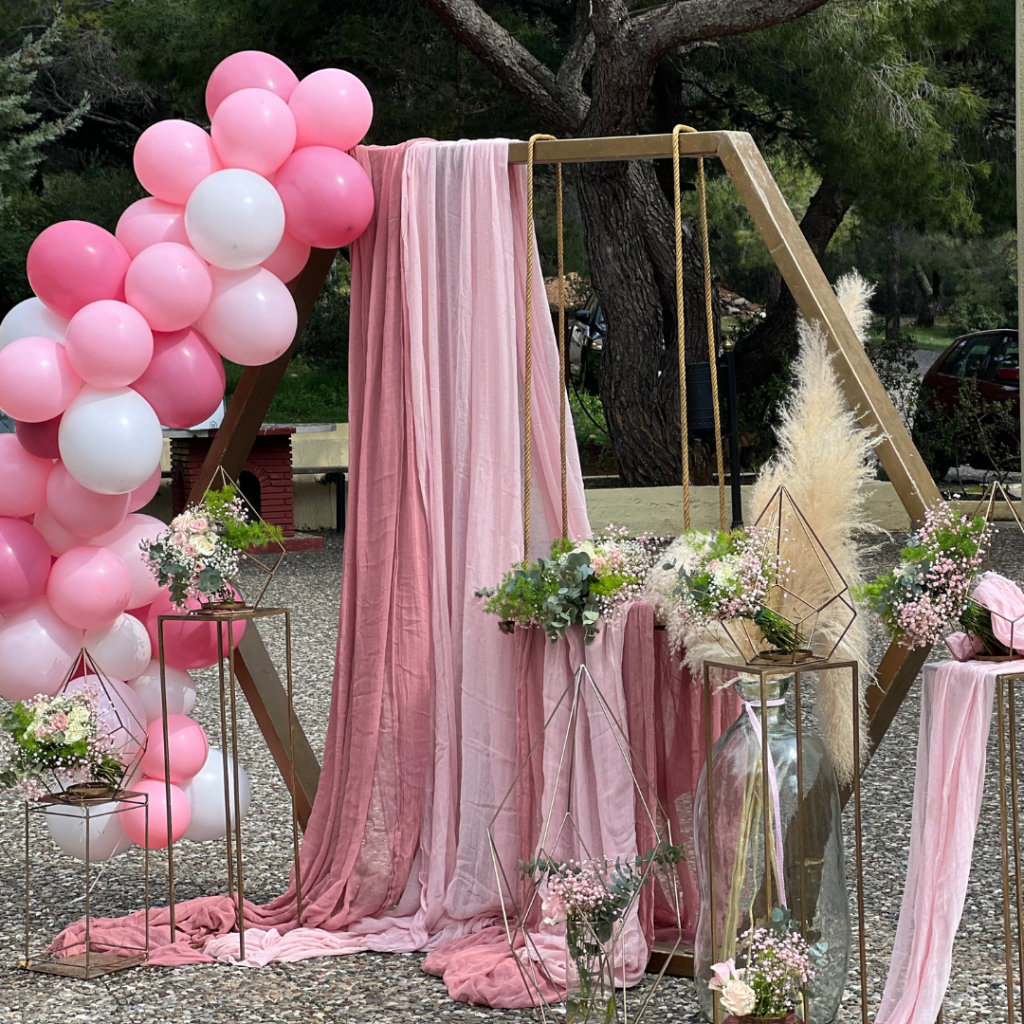 ρομαντικός στολισμός βάπτισης για κορίτσι