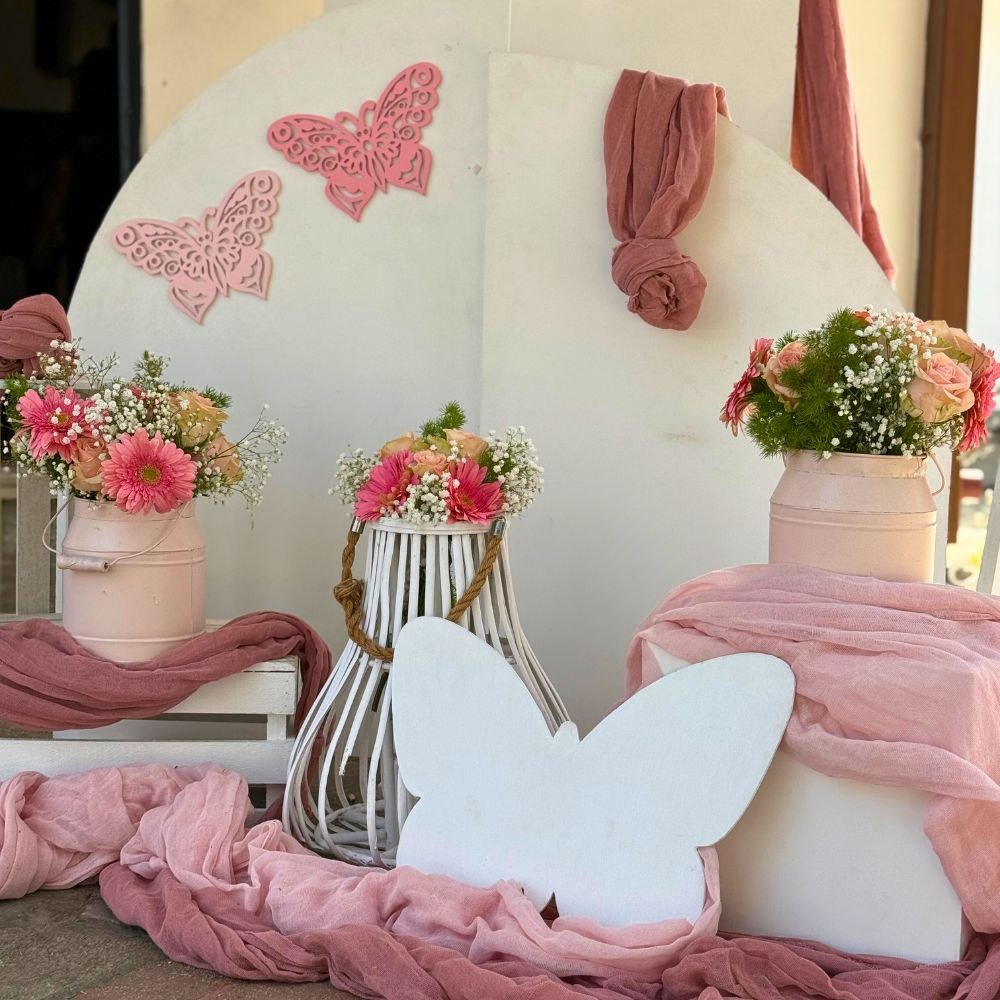 στολισμός βάπτισης για κορίτσι με θέμα την πεταλούδα